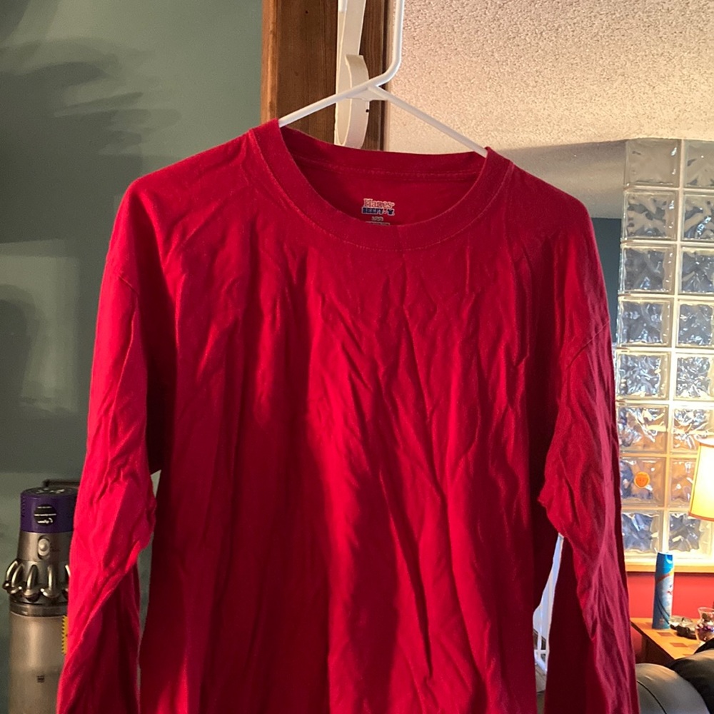 Boys Hanes Red Long Sleeve Tee Shirt Size L
